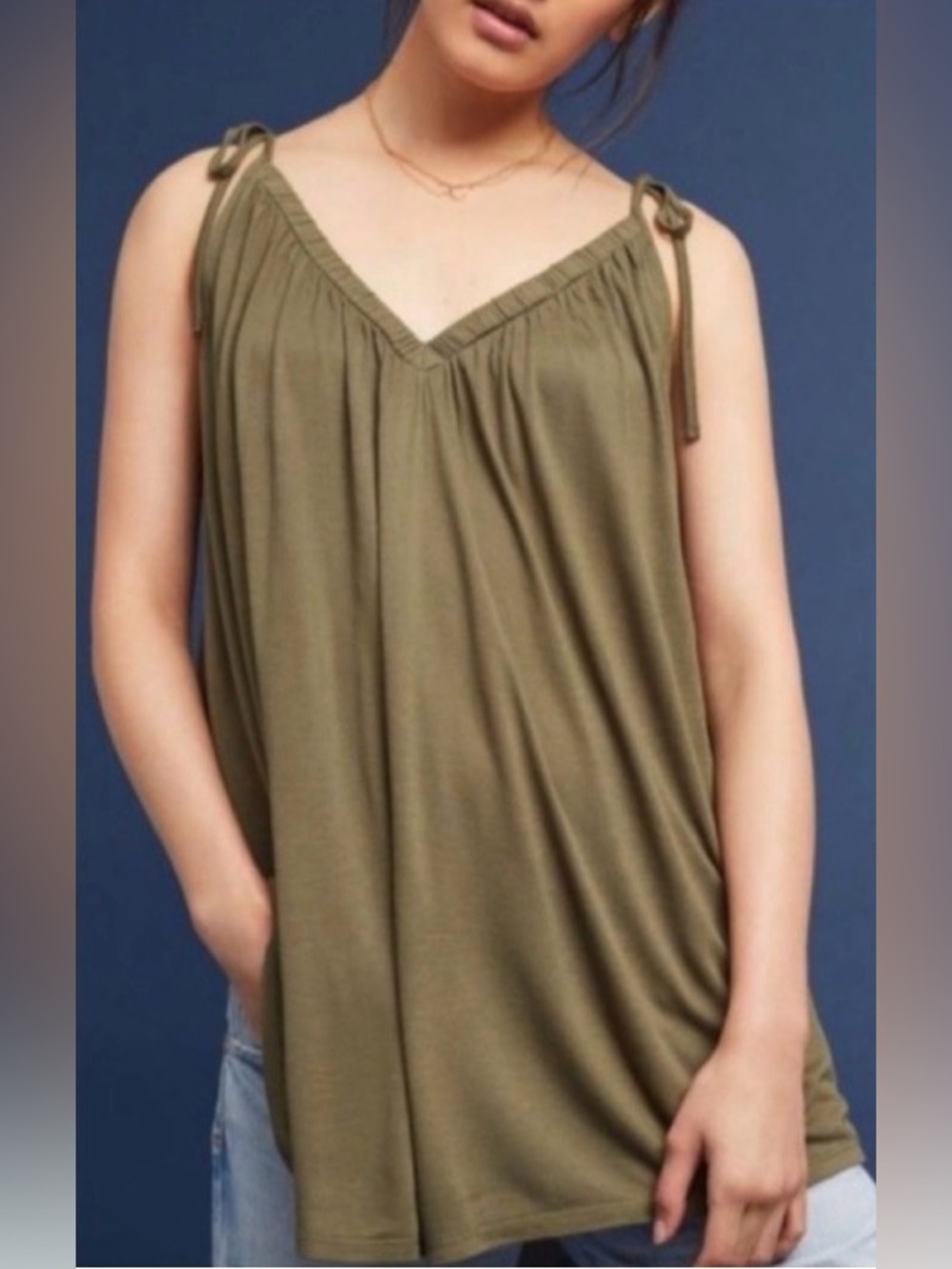 PURE + GOLD (Anthropologie) - Julian Tie Shoulder Tank / Size XS / Floral Print